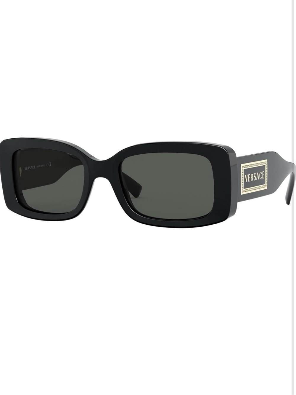 Versace Black Rectangular Sunglasses with Gold Logo